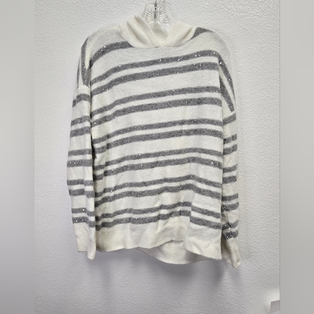 Striped Gray and White Men's Sweater